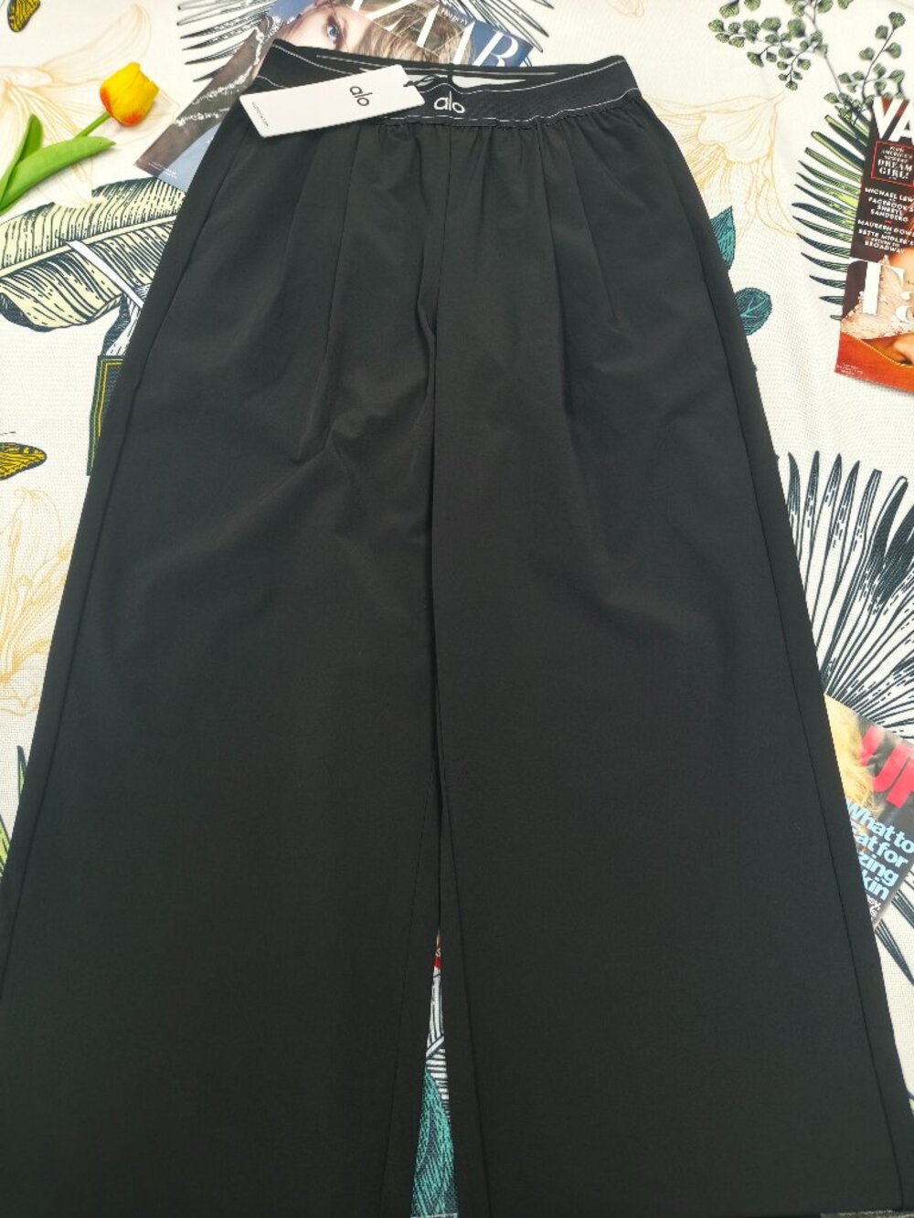 Alo Yoga Regular Suit Up Trouser Black Wide Leg Pants👖Summer Lightweight Breezy - Picture 6 of 7